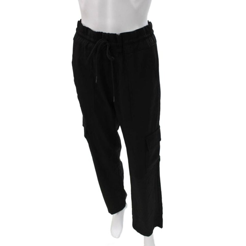 Flog Womens Black Cargo Pants Drawstring 98% Cotton Inseam 28 Size 27